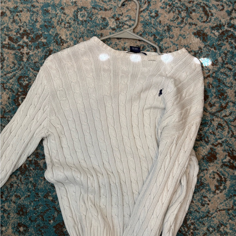 Ralph Lauren Women's Ivory Cable Knit Sweater